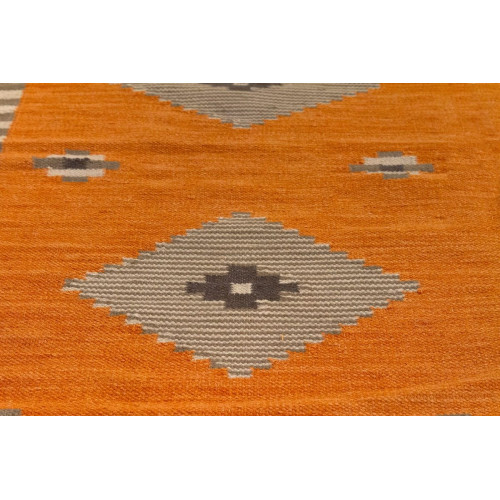 Alfombra lana Kilim Azteca 230x160cm tejido plano TAKOR NUEVO ORIENTE geométrico naranja