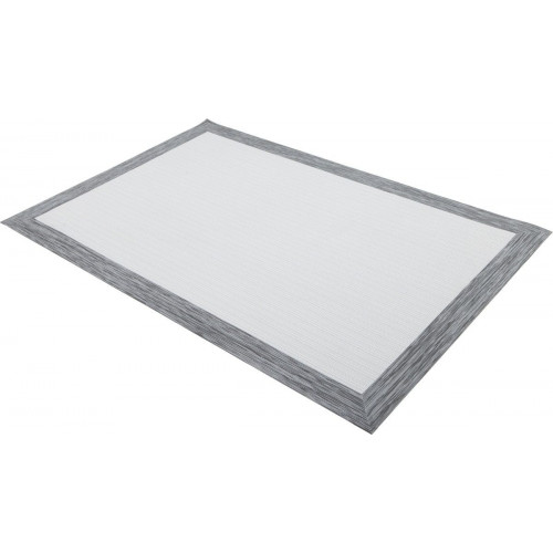 Alfombra pie de cama exterior/interior pvc Teplon 70x120cm tejido plano base antideslizante marco nieve / plata