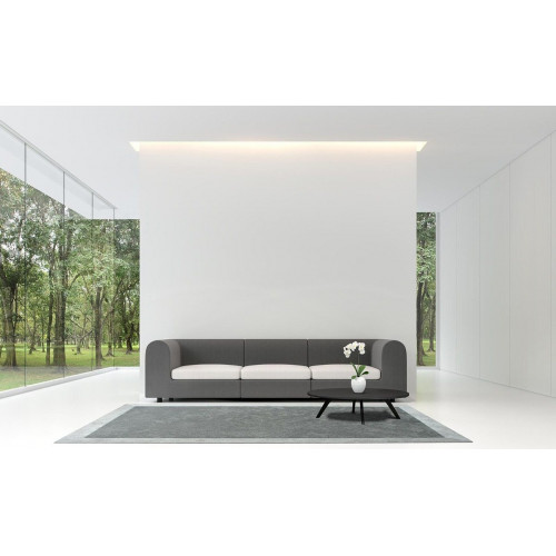 Alfombra pie de cama exterior/interior pvc Teplon 70x120cm tejido plano base antideslizante marco perla / cuarzo