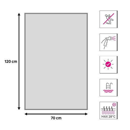 Alfombra pie de cama exterior/interior pvc Teplon 70x120cm tejido plano base antideslizante marco nieve / plata