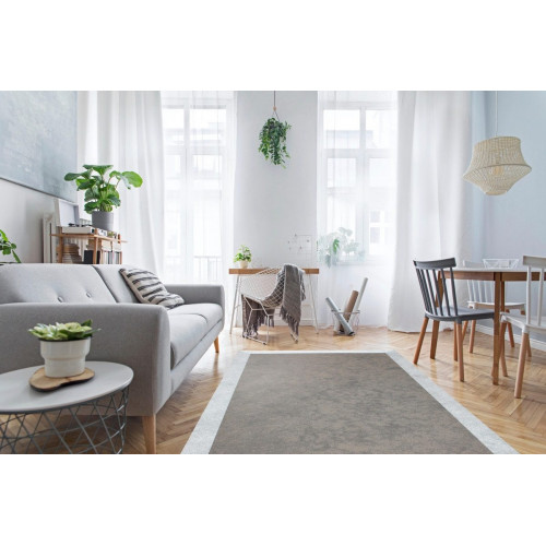 Alfombra pie de cama exterior/interior pvc Teplon 70x120cm tejido plano base antideslizante marco arena / cuarzo