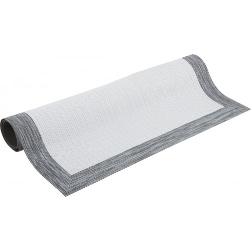 Alfombra pie de cama exterior/interior pvc Teplon 70x120cm tejido plano base antideslizante marco nieve / plata
