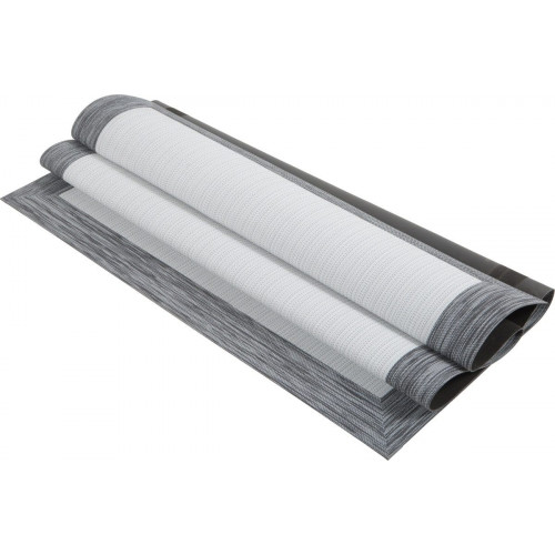 Alfombra pie de cama exterior/interior pvc Teplon 70x120cm tejido plano base antideslizante marco nieve / plata