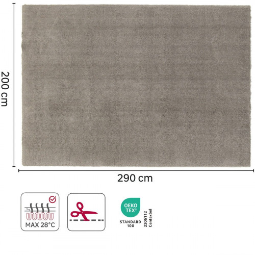 Alfombra poliéster Enzol 200x290cm pelo mediano INSPIRE base antideslizante liso marrón trench lavable en lavadora