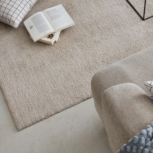 Alfombra poliéster Enzol 200x290cm pelo mediano INSPIRE base antideslizante liso beige paper lavable en lavadora