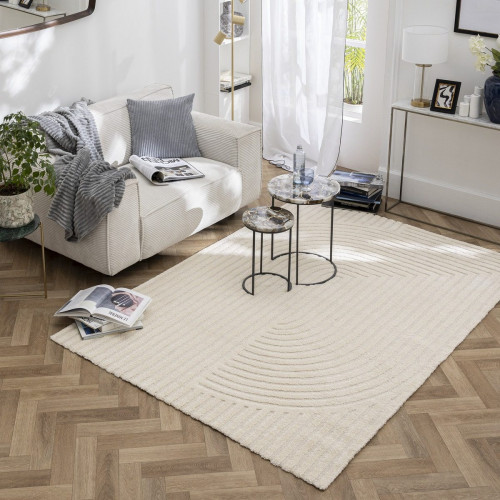 Alfombra polipropileno Deep 120x170cm pelo mediano INSPIRE geométrico crema cool 4