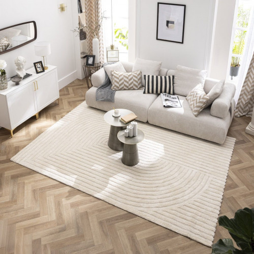 Alfombra polipropileno Deep 200x290cm pelo mediano INSPIRE geométrico crema cool 4