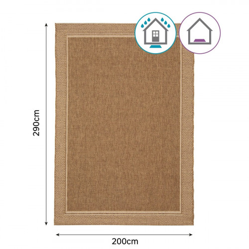 Alfombra polipropileno Emma Border exterior/interior 200x290cm pelo corto INSPIRE liso beige