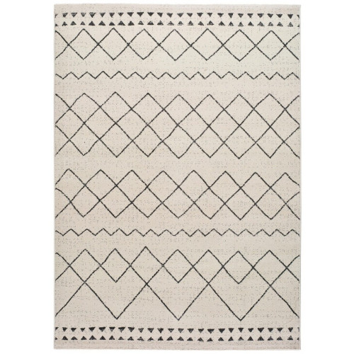 Alfombra polipropileno Himba 200x290cm pelo corto étnico blanco
