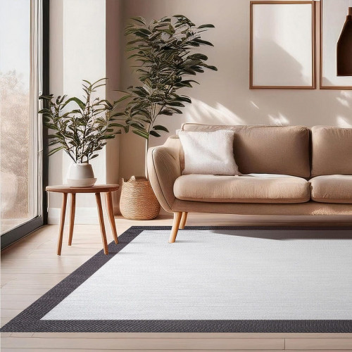 Alfombra pvc Sisaltouch exterior/interior 120x180cm tejido plano base antideslizante liso gris - grafito