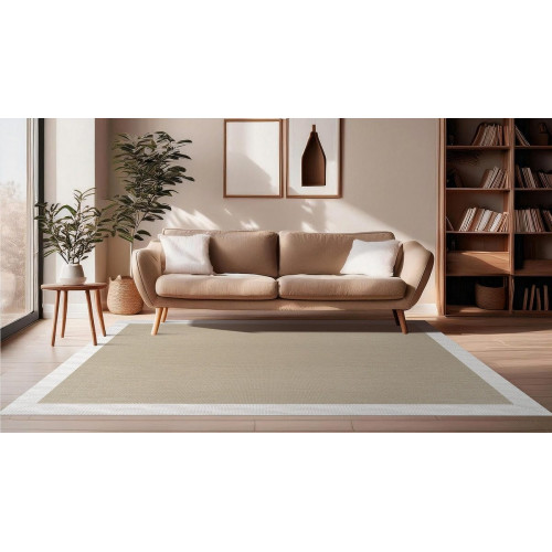 Alfombra pvc Sisaltouch exterior/interior 140x200cm tejido plano base antideslizante liso topo - blanco