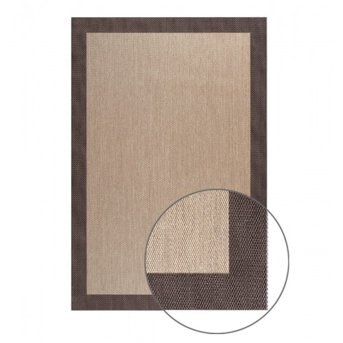 Alfombra pvc Sisaltouch exterior/interior 160x230cm tejido plano base antideslizante liso beige - choco