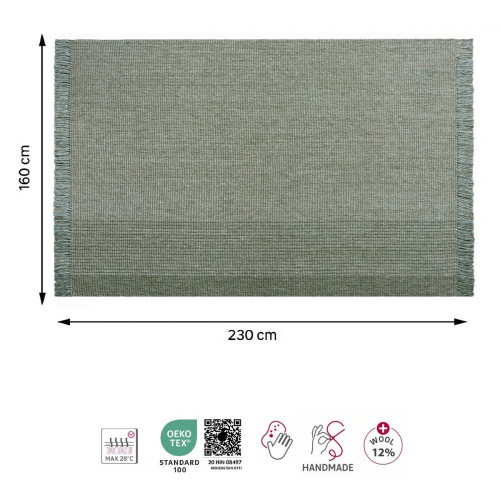 Alfombra yute Comfy 160x230cm tejido plano INSPIRE liso verde cactus