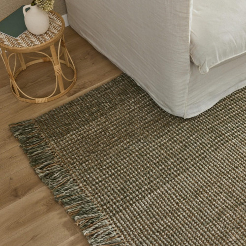 Alfombra yute Comfy 160x230cm tejido plano INSPIRE liso verde cactus