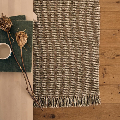 Alfombra yute Comfy 160x230cm tejido plano INSPIRE liso verde cactus