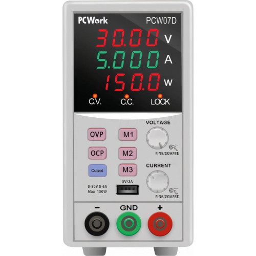 Alimentador de laboratorio, 0 - 50 V, 0 - 6 a, estabilizado, fun
