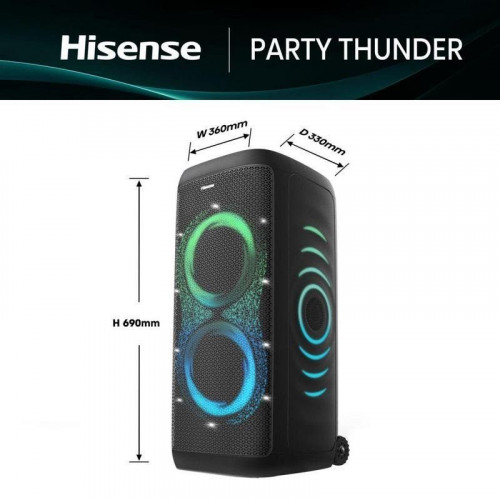 Altavoces Hisense Party Thunder inalámbricos 620W con bluetooth 5.4 y LED