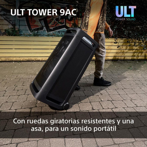 Altavoz Bluetooth para fiestas Sony ULT TOWER 9AC, 2xULT POWER SOUND, altavoz X-Balanced, iluminación y sonido 360, entradas karaoke Negro