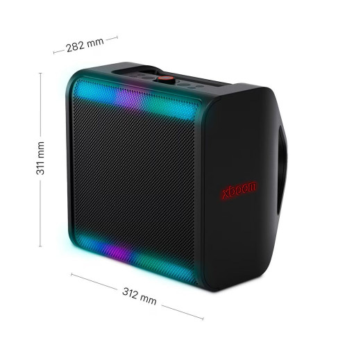 Altavoz gran potencia LG xboom Stage 301, 120W, Bluetooth 5.3 Miracast, hasta 12h batería intercambiable, karaoke, luces LED, para fiestas Negro