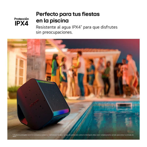 Altavoz gran potencia LG xboom Stage 301, 120W, Bluetooth 5.3 Miracast, hasta 12h batería intercambiable, karaoke, luces LED, para fiestas Negro