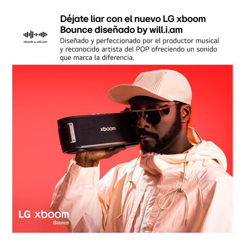 Altavoz portátil LG xboom Bounce, 40W, Bluetooth 5.3 Miracast, hasta 30h batería, resistencia militar, IP67, Negro Negro