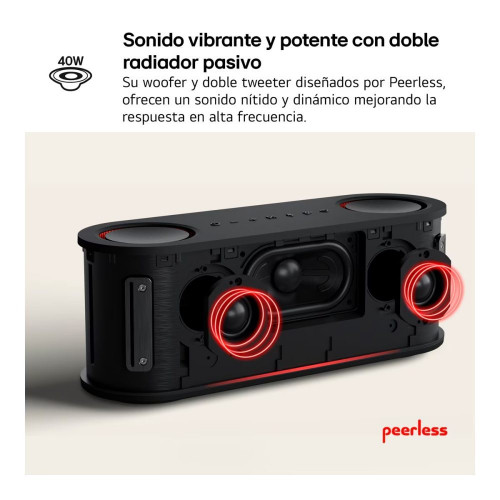 Altavoz portátil LG xboom Bounce, 40W, Bluetooth 5.3 Miracast, hasta 30h batería, resistencia militar, IP67, Negro Negro