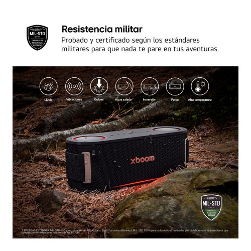 Altavoz portátil LG xboom Bounce, 40W, Bluetooth 5.3 Miracast, hasta 30h batería, resistencia militar, IP67, Negro Negro