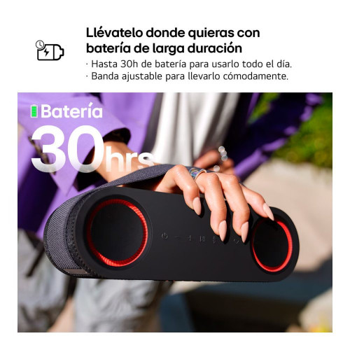Altavoz portátil LG xboom Bounce, 40W, Bluetooth 5.3 Miracast, hasta 30h batería, resistencia militar, IP67, Negro Negro