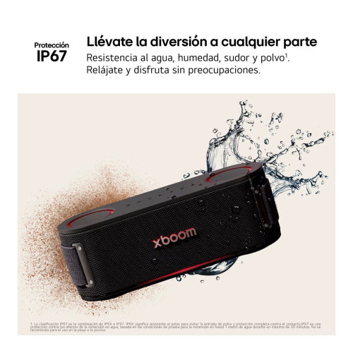 Altavoz portátil LG xboom Bounce, 40W, Bluetooth 5.3 Miracast, hasta 30h batería, resistencia militar, IP67, Negro Negro