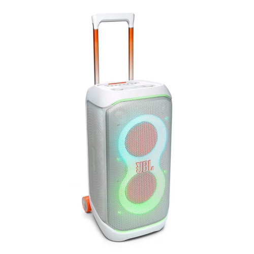 Altavoz portátil para fiestas con ruedas JBL PartyBox Stage 320 Blanco