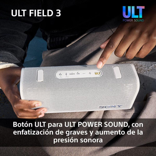 Altavoz portátil Sony ULT FIELD 3 con ULT POWER SOUND, IP 67, resistente al agua, polvo y golpes, 24 horas de batería, correa desmontable Negro