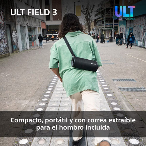 Altavoz portátil Sony ULT FIELD 3 con ULT POWER SOUND, IP 67, resistente al agua, polvo y golpes, 24 horas de batería, correa desmontable Negro