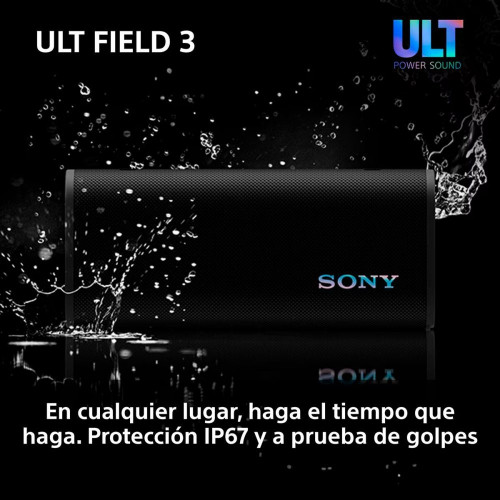 Altavoz portátil Sony ULT FIELD 3 con ULT POWER SOUND, IP 67, resistente al agua, polvo y golpes, 24 horas de batería, correa desmontable Negro