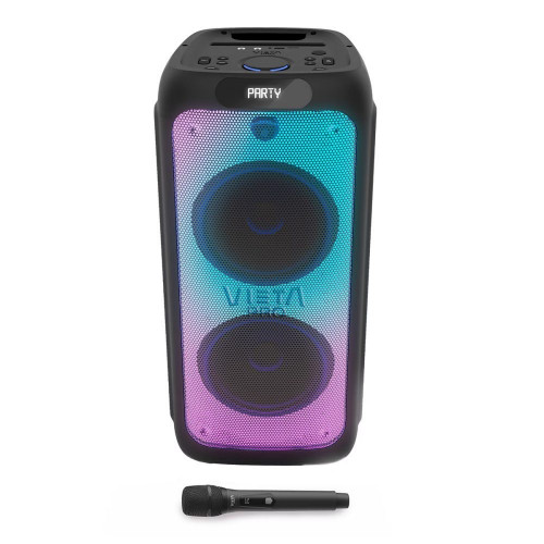 Altavoz portátil Vieta Pro Party 220, 500W, hasta 9 h. de batería, Bluetooth 5.3, luces LED, radio FM, Auracast y micrófono Negro