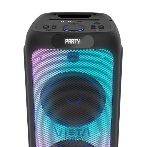 Altavoz portátil Vieta Pro Party 220, 500W, hasta 9 h. de batería, Bluetooth 5.3, luces LED, radio FM, Auracast y micrófono Negro
