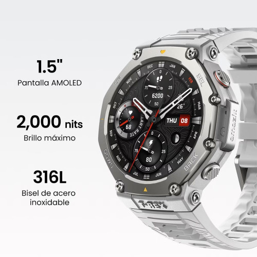 Amazfit T-Rex 3 Haze Gray Smartwatch con Modo Carrera Hyrox Gris claro
