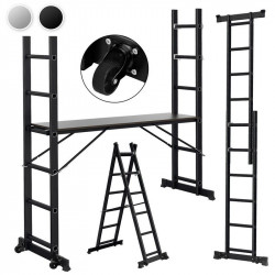 Andamio plegable, altura máxima de trabajo de 2,76 m, negro