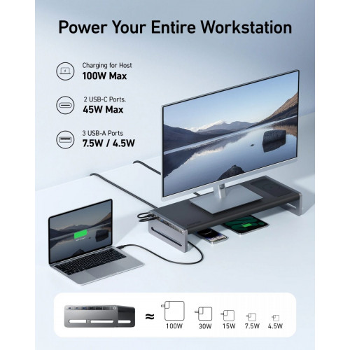 Anker 675 USB-C Docking Station (12-in-1, Monitor Stand, Wireless)