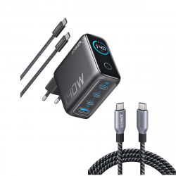 Anker Laptop Charger (140W, 4-Port, PD 3.1) with USB-C Cable and Anker Prime USB-C to USB-C Cable (240W, Upcycled-Braided)