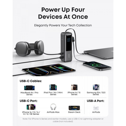 Anker Laptop Power Bank (25K, 165W, Built-In and Retractable Cables)