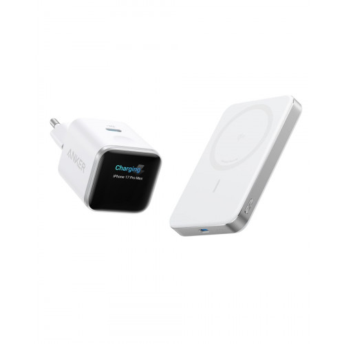 Anker MagGo Power Bank (10K, Slim) with Anker Nano 45W Smart Display Charger