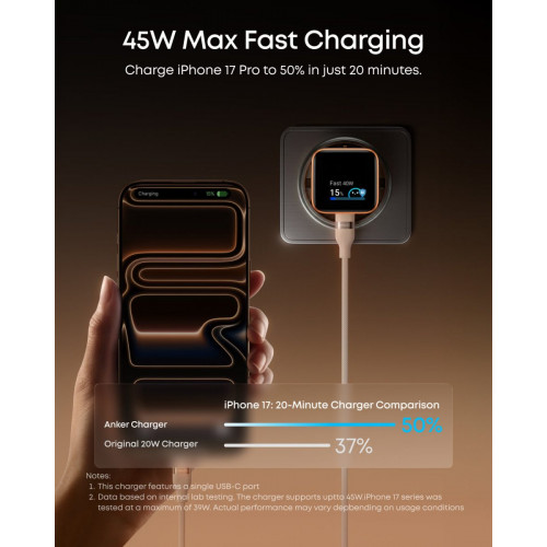 Anker MagGo Power Bank (10K, Slim) with Anker Nano 45W Smart Display Charger