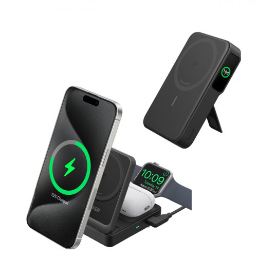 Anker MagGo Wireless Charging Station (Foldable 3-in-1) and Anker MagGo Power Bank (10K)