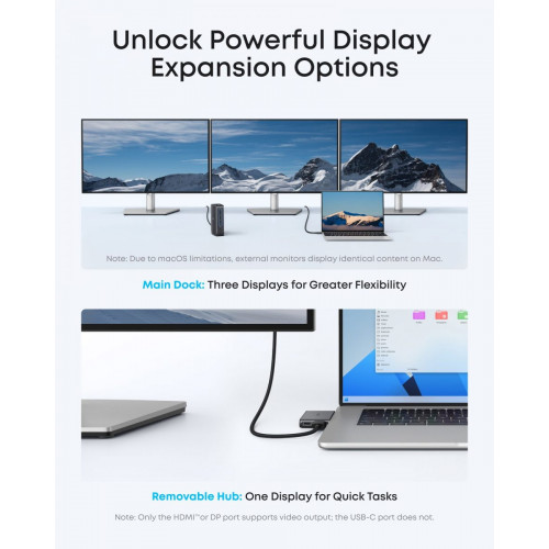 Anker Nano Docking Station (13-in-1, Triple Display, Built-In Removable Hub)