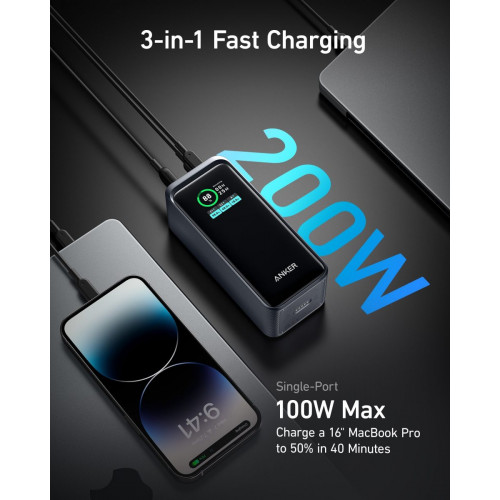 Anker Prime 20,000mAh Power Bank (200W) and Anker Nano Charger (45W) with USB-C to USB-C Cable