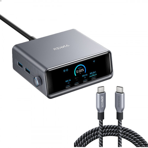 Anker Prime Charger (250W, 6 Ports, GaNPrime) with USB-C to USB-C Cable (240W)