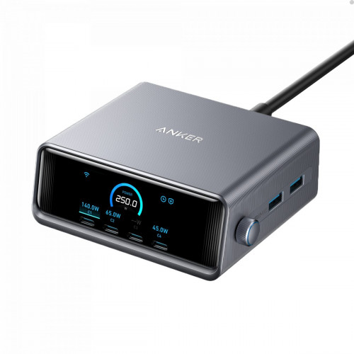 Anker Prime Charger (250W, 6 Ports, GaNPrime) with USB-C to USB-C Cable (240W)