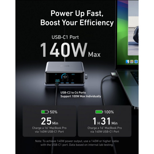 Anker Prime Charger (250W, 6 Ports, GaNPrime) with USB-C to USB-C Cable (240W)