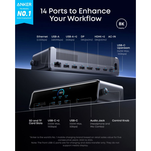 Anker Prime Docking Station with Anker Prime USB-C to USB-C Cable