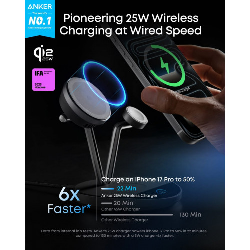 Anker Prime Wireless Charging Station (3-in-1, MagGo, AirCool, Dock Stand)